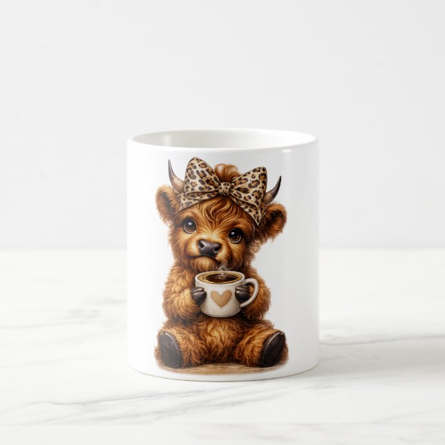 Caneca De Café Highland Cow Coffee Wrap: Laço de Leopardo — Perso (Centro)
