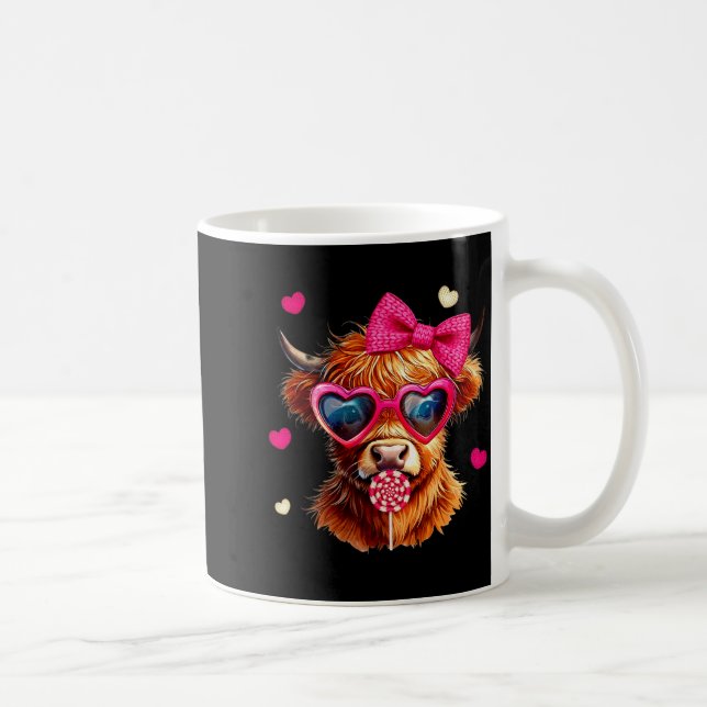 Caneca De Café Highland Cow Valentines Day Funny Hearts Valentine (Direita)