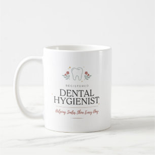Caneca De Café Higienista Dental Registrada Personalizada Floral