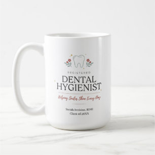 Caneca De Café Higienista Dental Registrada Personalizada Floral