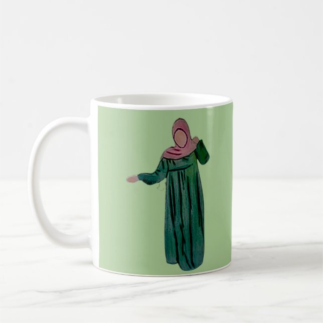 Caneca De Café Hijabi - Muslimah - Hijab Hand desenhada - Hijab G (Esquerda)