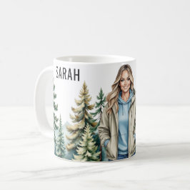Caneca De Café Hiker louro na floresta - Adve personalizada ao ar