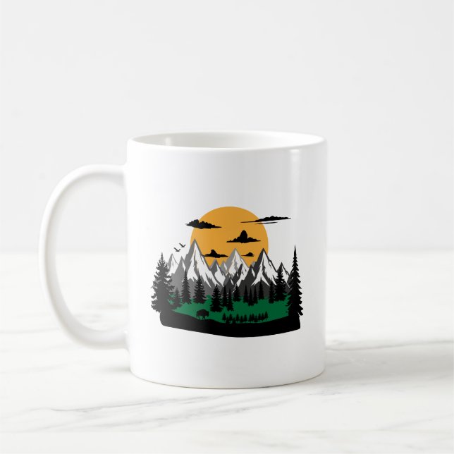 Caneca De Café hiking and camping in mountains graphic (Esquerda)