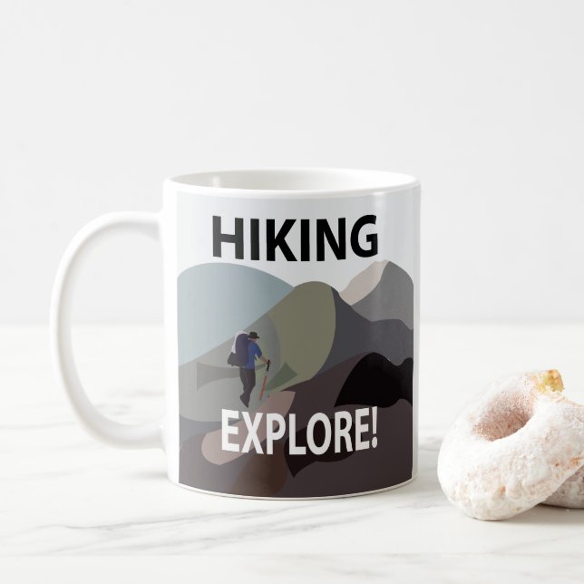 Caneca De Café Hiking Explore Montanhas Adventure Hiking (Com Donut)