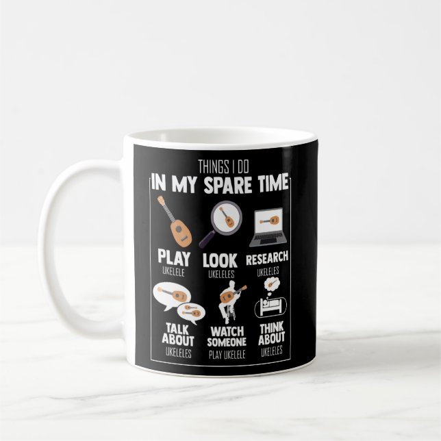 Caneca De Café Hilarious My Spare Times Jogando Strumming Ukulele (Esquerda)