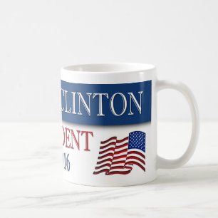 Caneca De Café Hillary Clinton Presidente 2016 EUA Flag