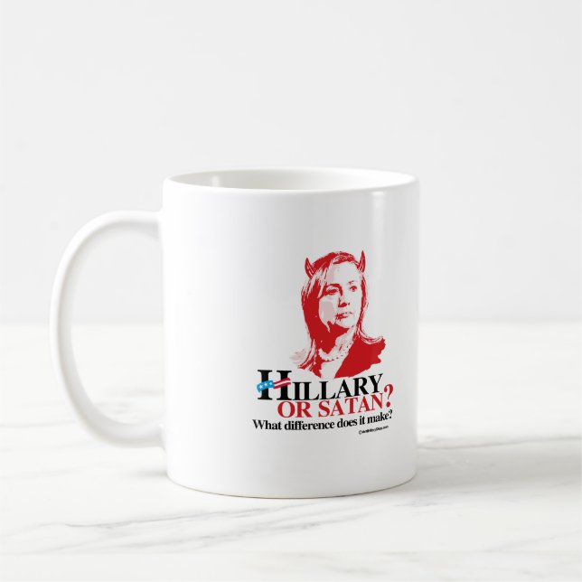 Caneca De Café Hillary ou satã - que diferença (Esquerda)