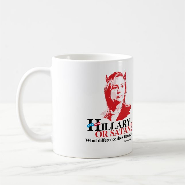 Caneca De Café Hillary ou satã - que diferença - anti Hillary (Esquerda)