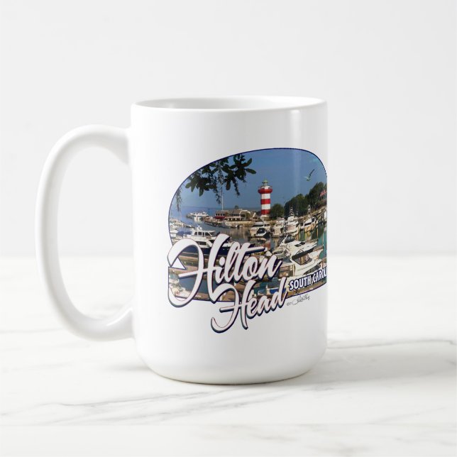 Caneca De Café Hilton Head Island Harbortown Lighthouse (Esquerda)