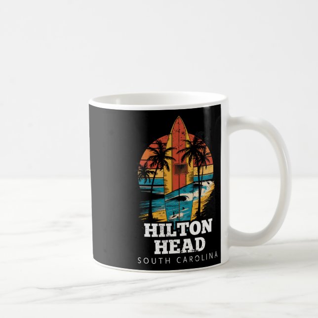 Caneca De Café Hilton Head South Carolina Surfboard Surfing Retro (Direita)