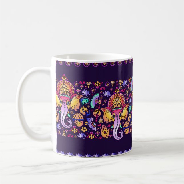 Caneca De Café Hindu Deus Ganesha e símbolos indianos em forma de (Esquerda)
