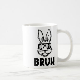 Caneca De Café Hip Hop Bruh Meme Coelho de Páscoa Face Óculos de