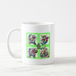 Caneca De Café Hip Hop Easter Bunny Buddies, Música, Neon Green |