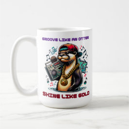 Caneca De Café Hip Hop Otter com Boombox e Cadeia Dourada