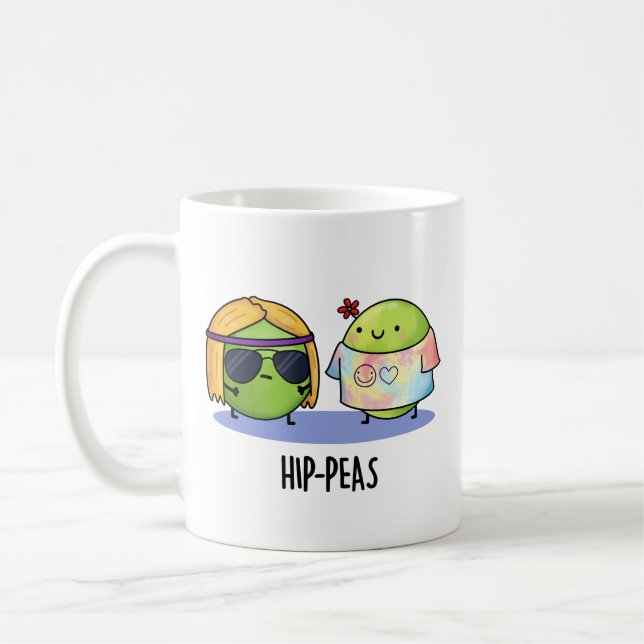 Caneca De Café Hip-peas Engraçado Hippie Peas Pun (Esquerda)