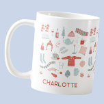 Caneca De Café Hipertensão Retroescandinava Personalizada<br><div class="desc">Esta divertida design de estilo escandinavo é a maneira perfeita de adicionar um toque de 'Hygge' à sua vida. Um design de inverno quente e aconchegante com sotaques verdes cor-de-rosa e cor-de-rosa. Arte original de Nic Squirrell. Altere o nome para personalizar.</div>