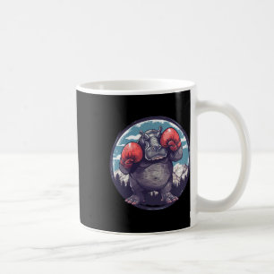 Caneca De Café Hipopótamo Boxeando Com Luvas de Boxe Kickboxing E