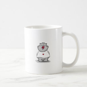 Caneca De Café Hipopótamo com a borboleta em seu nariz