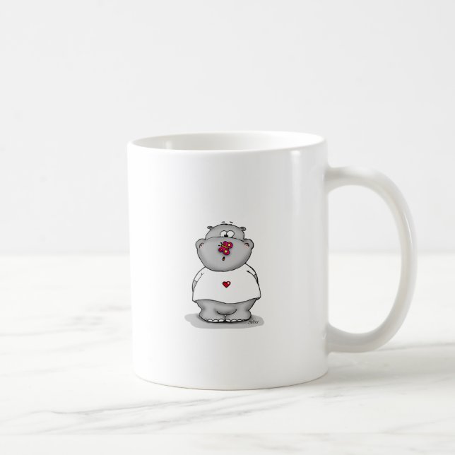 Caneca De Café Hipopótamo com a borboleta em seu nariz (Direita)