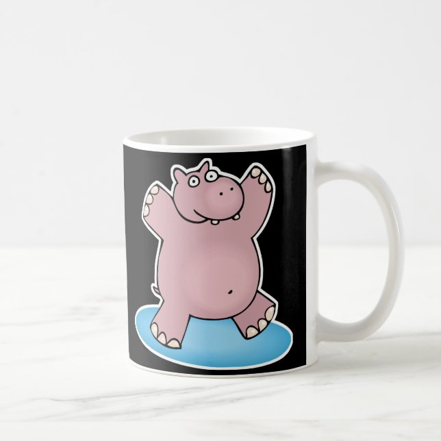Caneca De Café hipopótamo dançante rosa bobo (Direita)