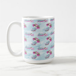CANECA DE CAFÉ HIPOPÓTAMO MENINA BONITA DE BICICLETA NA PRAIA