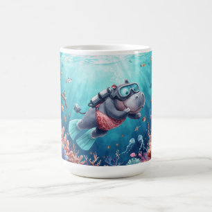Caneca De Café Hipopótamo mergulhador em maiô