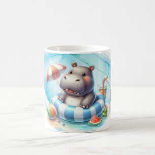 Caneca De Café Hipopótamo na piscina com Nome
