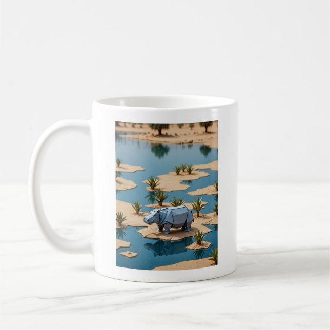 Caneca De Café Hipopótamo origami (Esquerda)