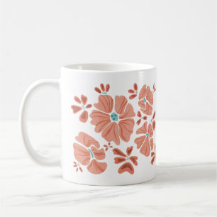 Caneca De Café Hippie Blooms: Abstrato Red Flower Power Trabalho 