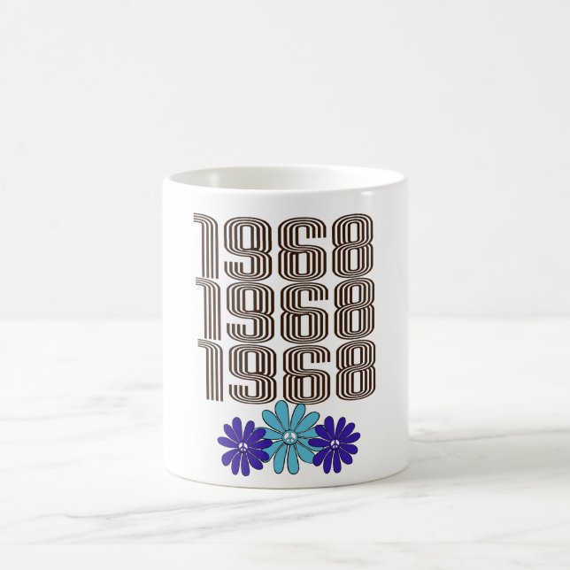 Caneca De Café Hippie Flower Power Sign Aqua Purple, 1968 (Centro)