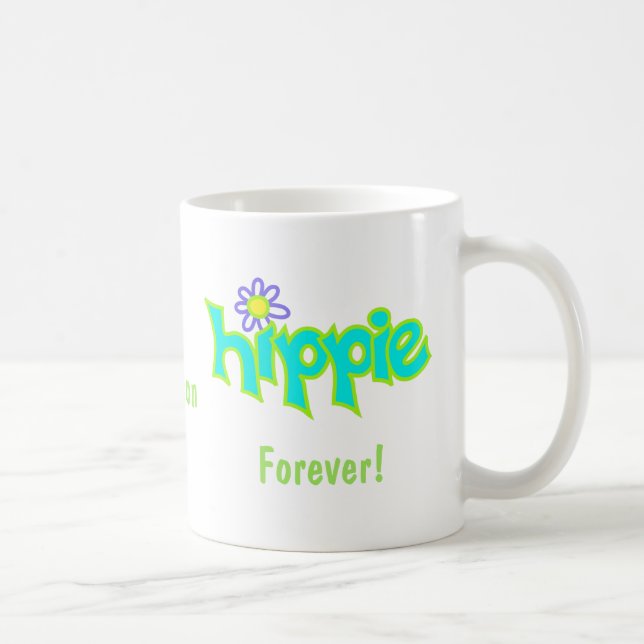 Caneca De Café Hippie Forever Turquoise Art Name Personalizado (Direita)