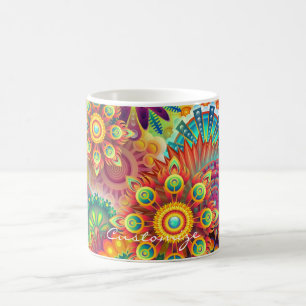 Caneca De Café Hippie Groovy Techno Psychedelic Thunder_Cove