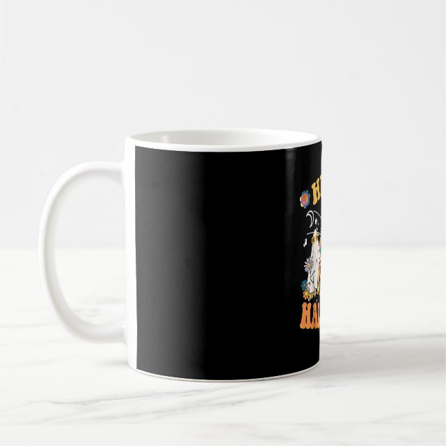Caneca De Café Hippie Halloween Retro Floral Ghost Pumpkin (Esquerda)