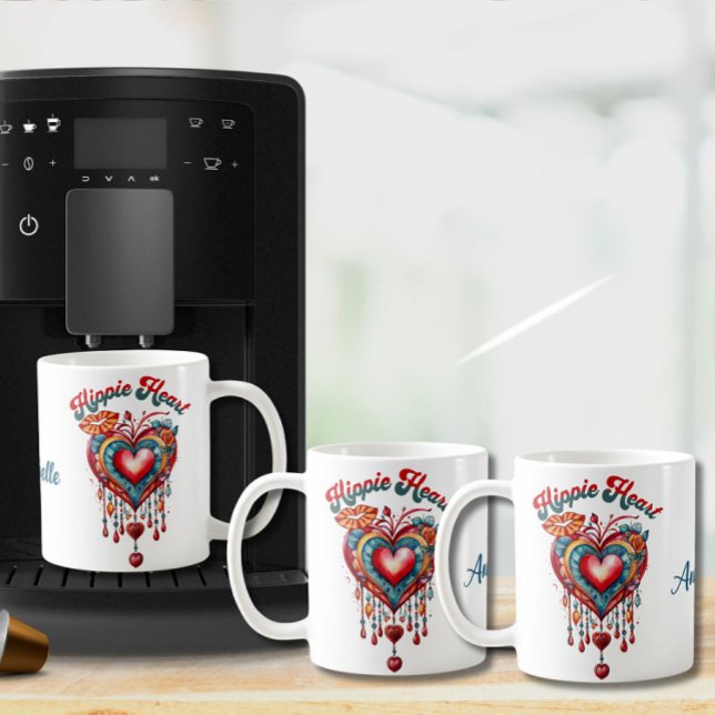 Caneca De Café Hippie Heart Coffee 11 oz Mug (Criador carregado)