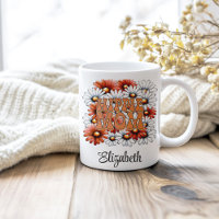 Hippie Mãe Nome Personalizado Retro Daisy Wildflow