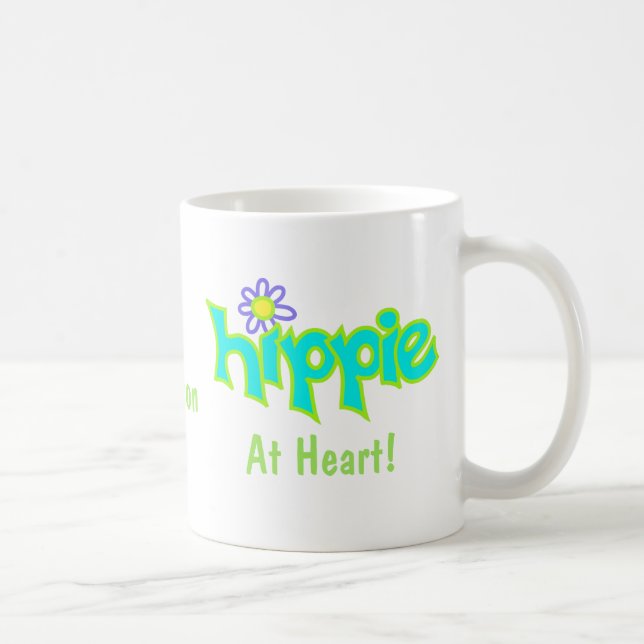 Caneca De Café Hippie no Nome Personalizado da Arte Turquesa do C (Direita)