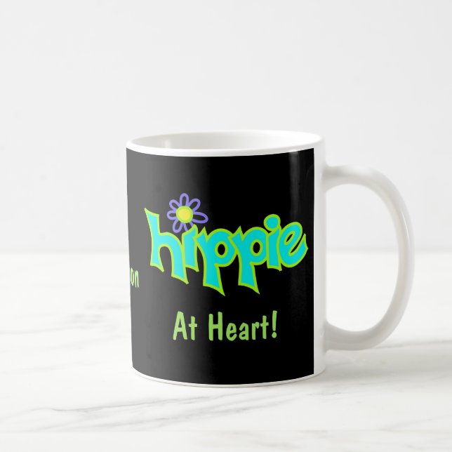 Caneca De Café Hippie no Nome Personalizado da Arte Turquesa do C (Direita)