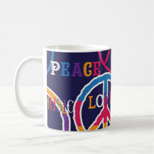 Caneca De Café Hippie Peace: Design de símbolos vibrantes.