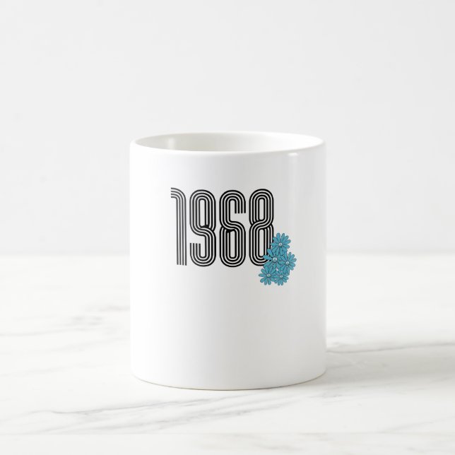 Caneca De Café Hippie Peace Sign Flower Power Aqua 1968 (Centro)