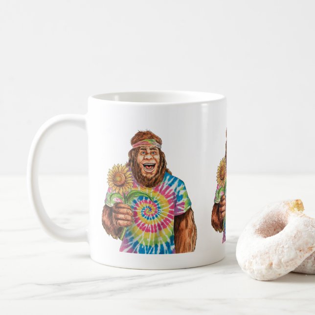 Caneca De Café Hippie Sasquatch Com Girassol (Com Donut)