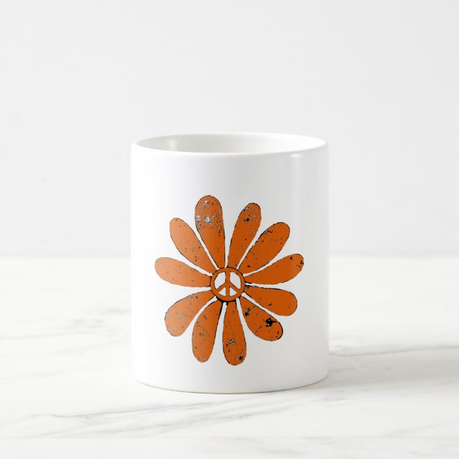 Caneca De Café Hippie - Sinal de Paz Flor Laranja - Olho Assustad (Centro)