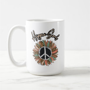 Caneca De Café Hippie Soul Sinal de Paz Girassol