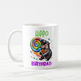 Caneca De Café Hippo Birthday Cheerful, Colorida Nadadora |