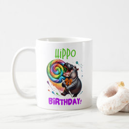 Caneca De Café Hippo Birthday Cheerful, Colorida Nadadora |