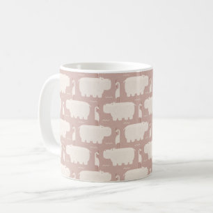 Caneca De Café Hippo e ave - rosa - viveiro