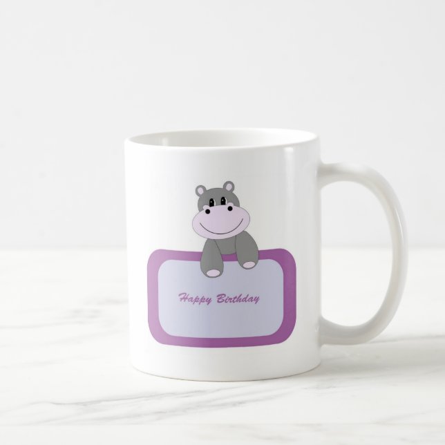 Caneca De Café Hippo Happy Birthday (Direita)