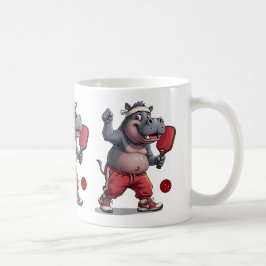 Caneca De Café Hippo Jogando Pickleball, Engraçado Hippopotamus