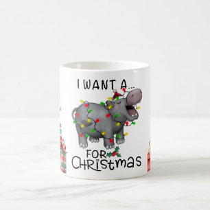 Caneca De Café Hippo Natal Pensado para Amantes de os animais