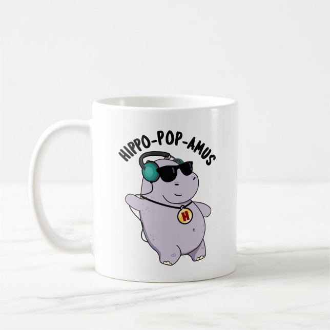 Caneca De Café Hippo-pop-amus Engraçado Pop Música Hippo Pun (Esquerda)