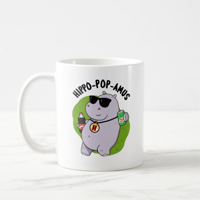 Caneca De Café Hippo-pop-amus Funny Hippo Soda Pop Pun (Esquerda)